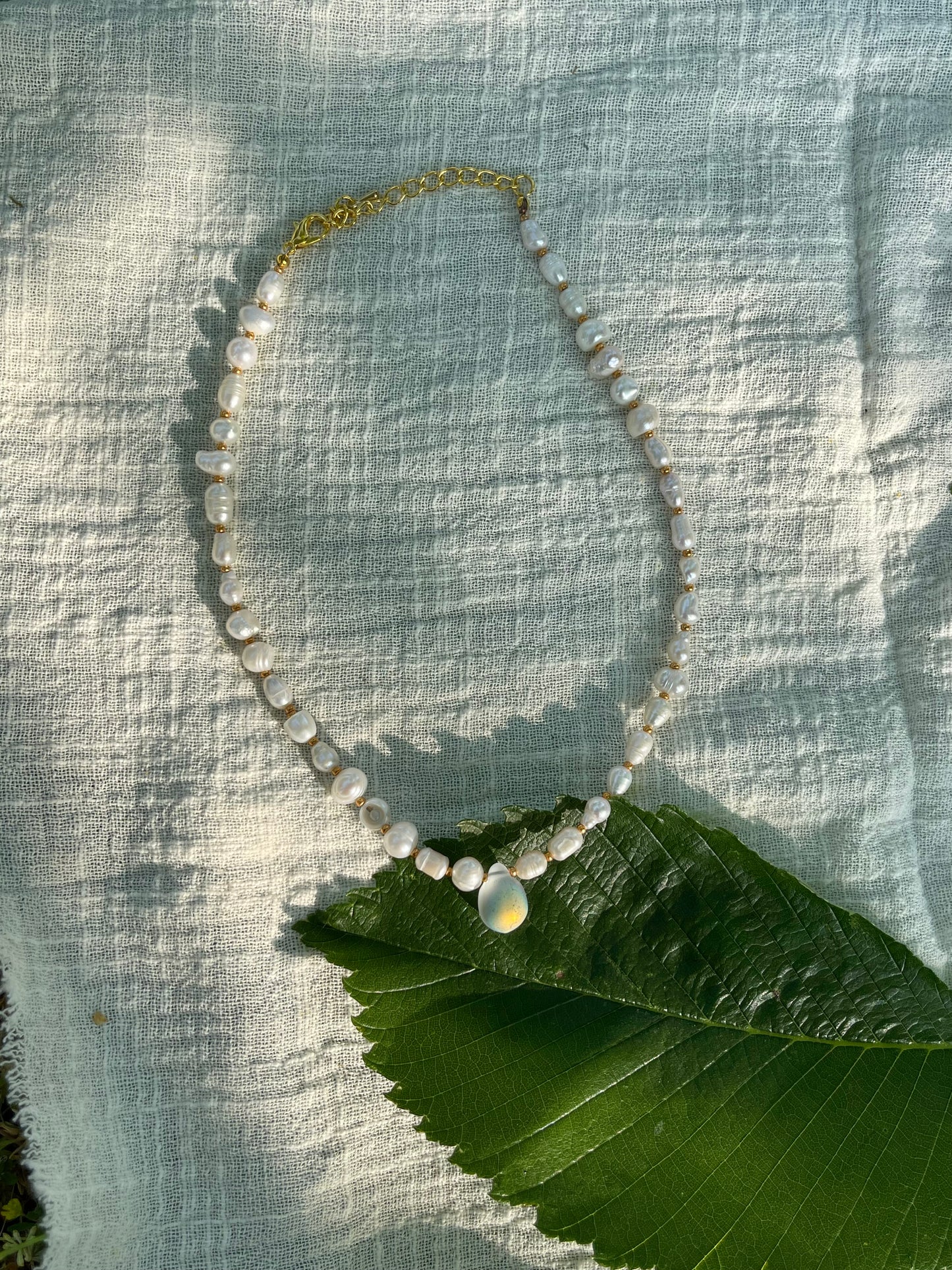Iridescent Charm Pearl Necklace