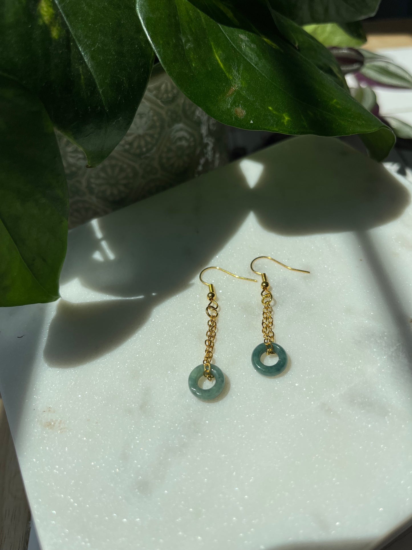 Green Aventurine Chain Earrings