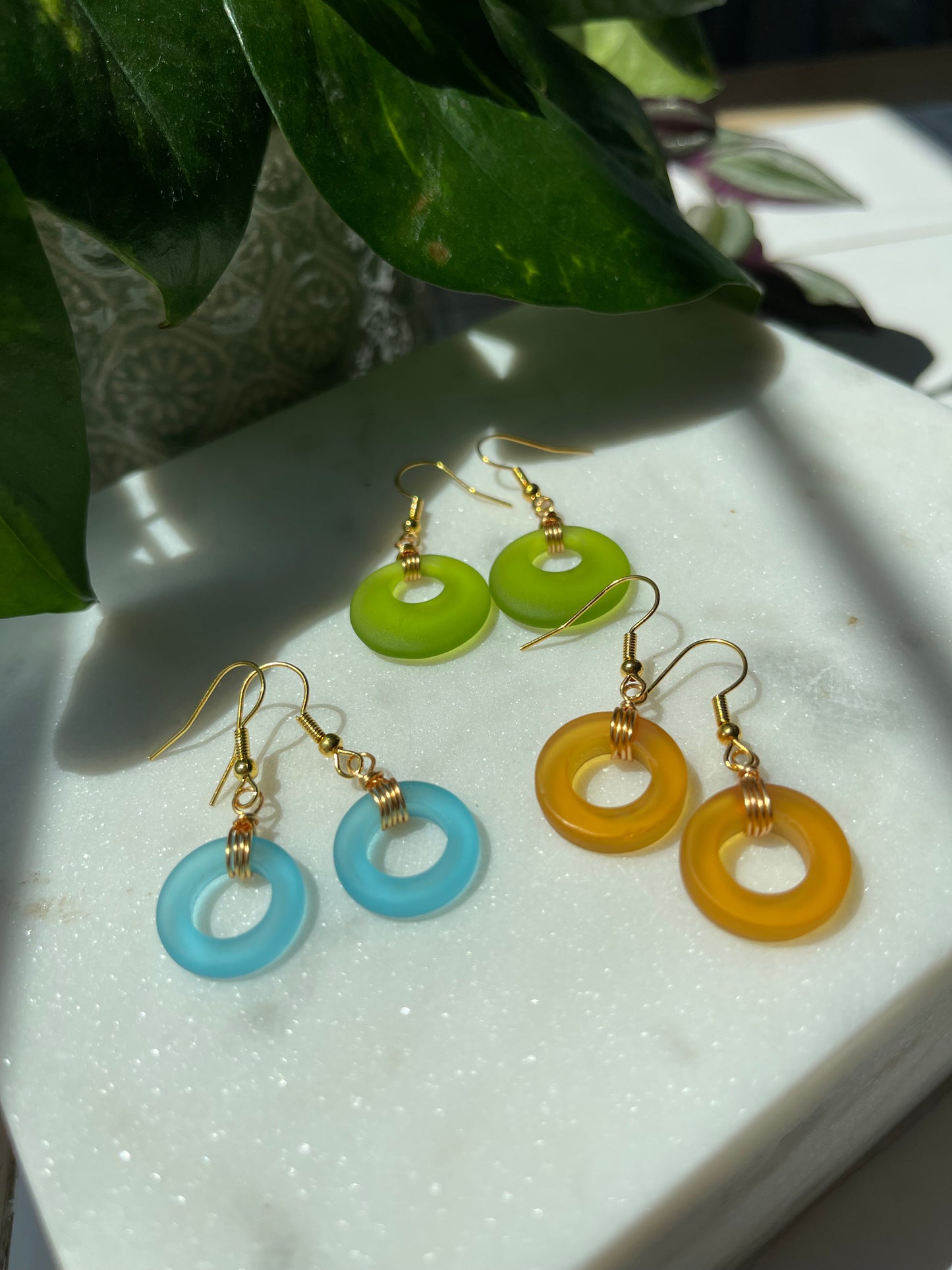 Beach Glass Hoops