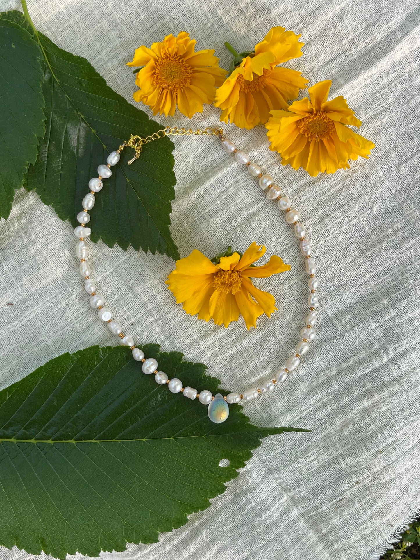 Iridescent Charm Pearl Necklace