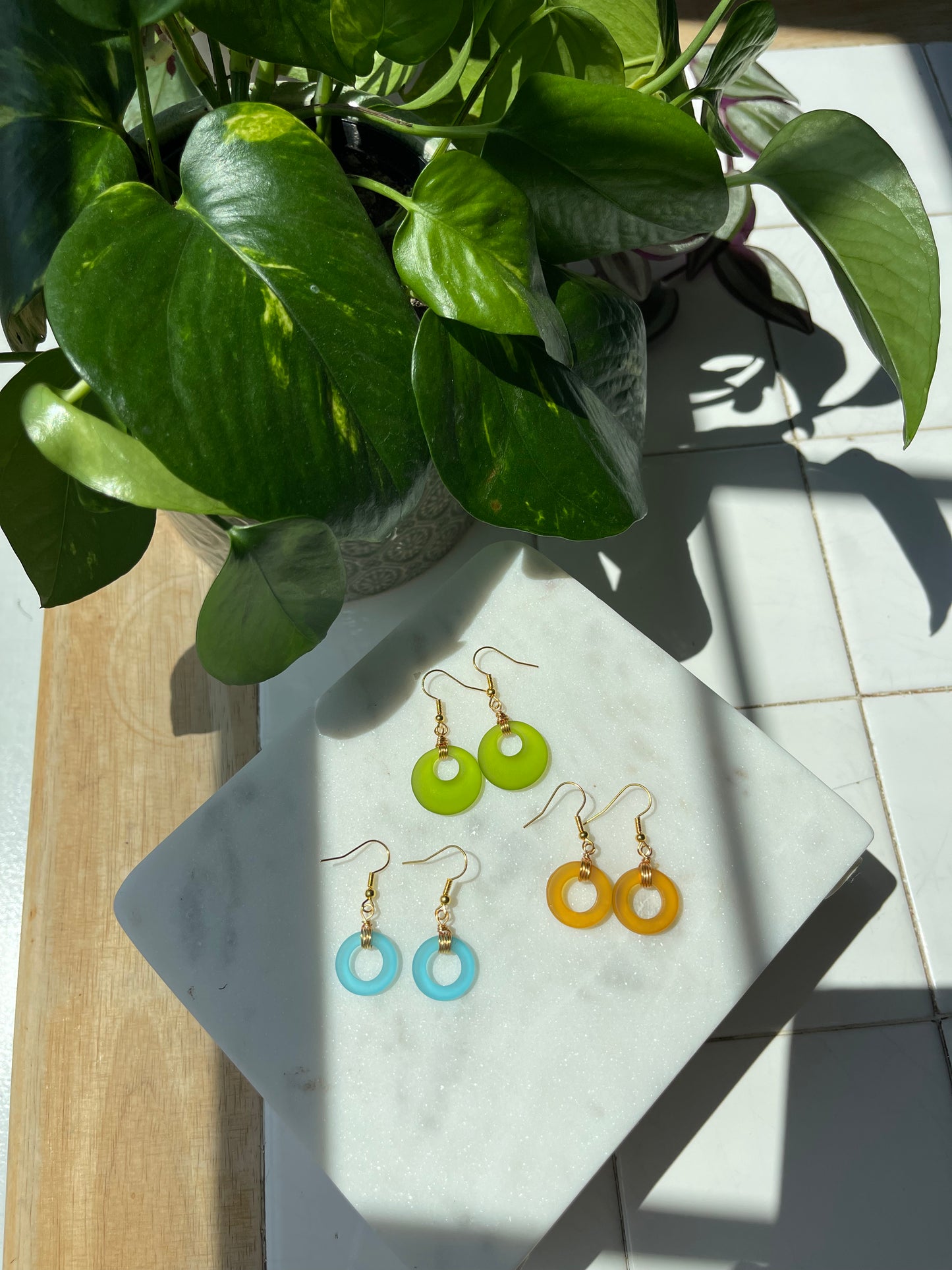 Beach Glass Hoops