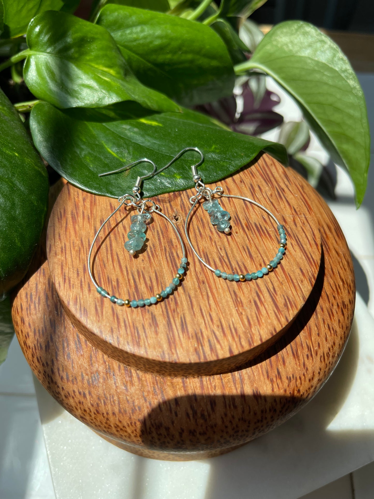 Blue Apatite Hoops