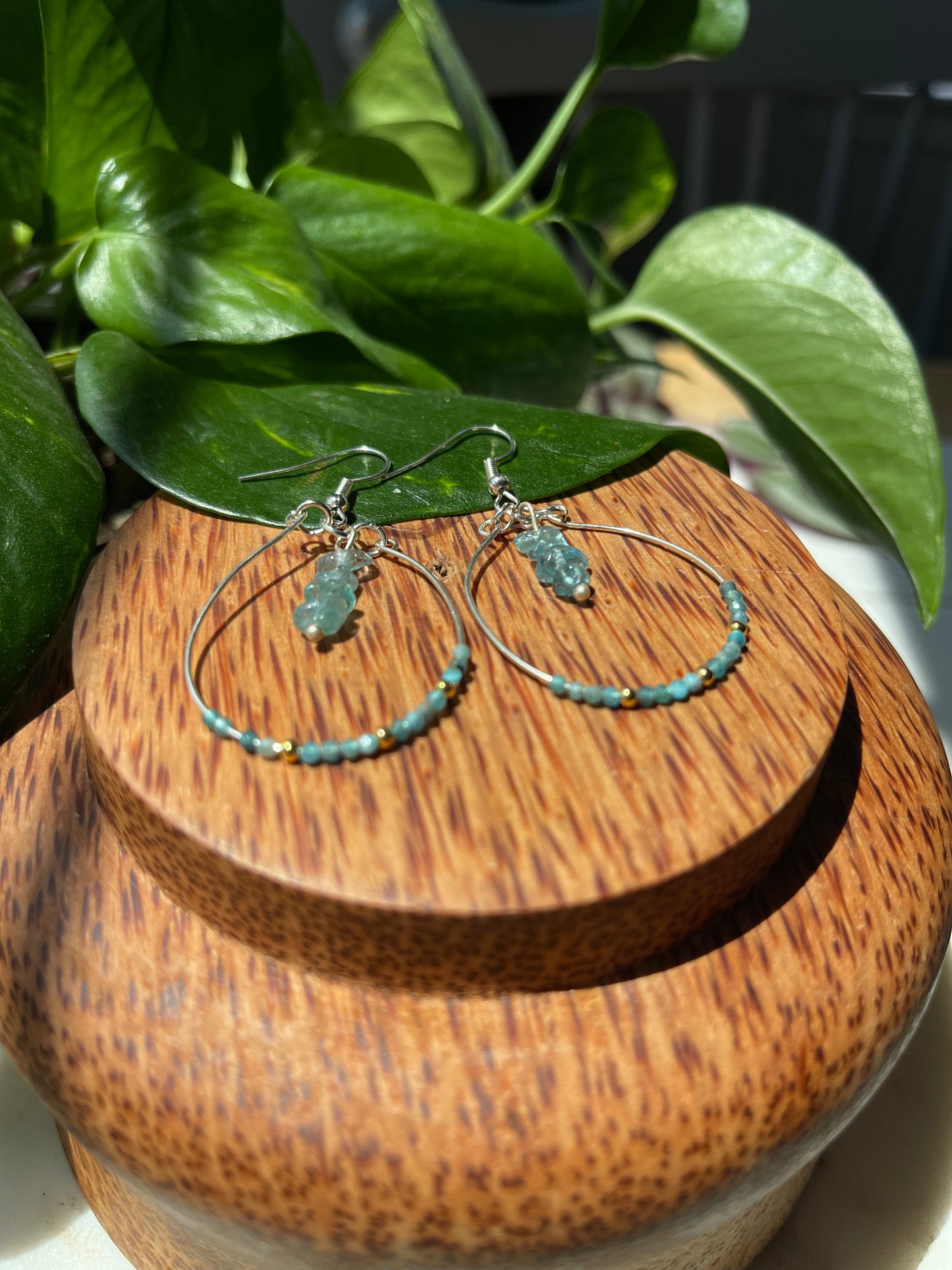 Blue Apatite Hoops