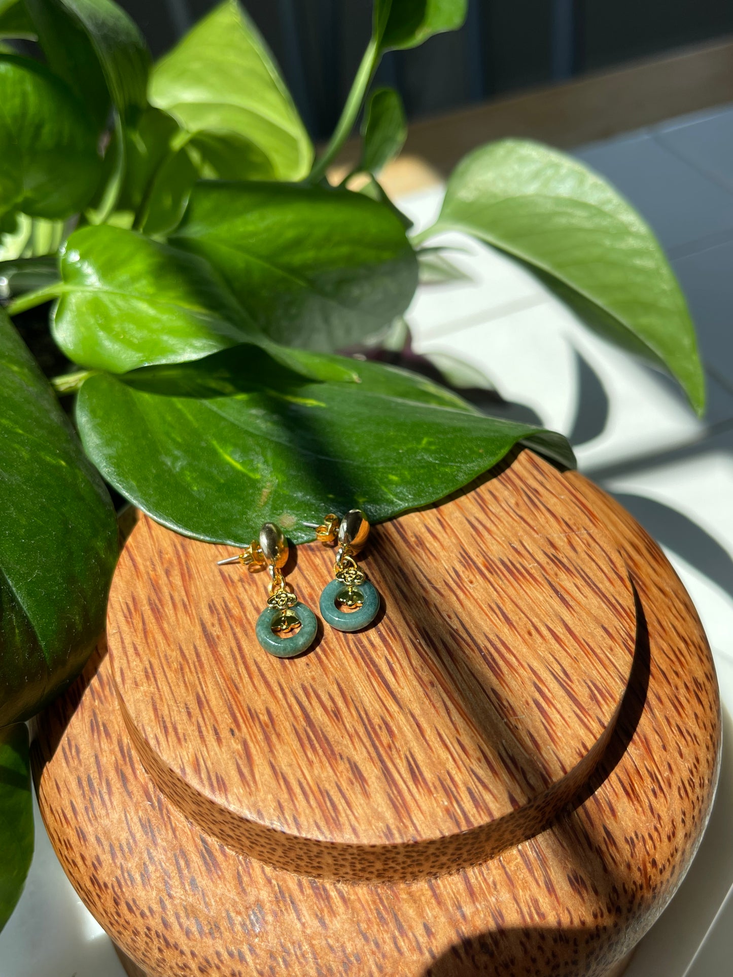Green Aventurine Donut Studs