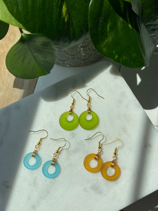 Beach Glass Hoops