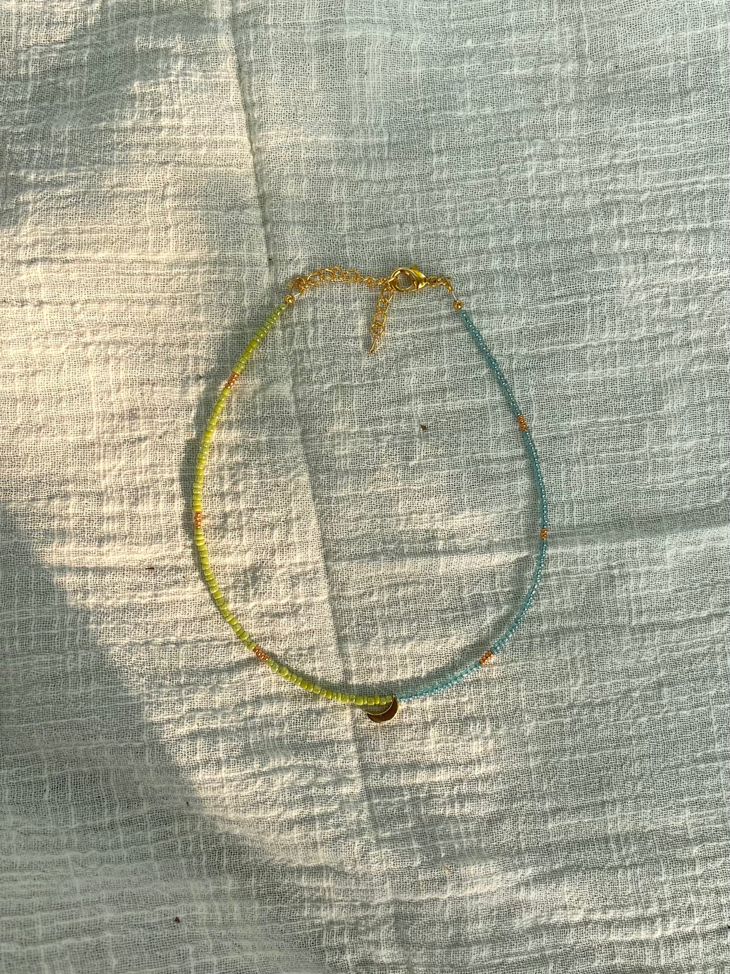 Beaded Moon Charm Necklace