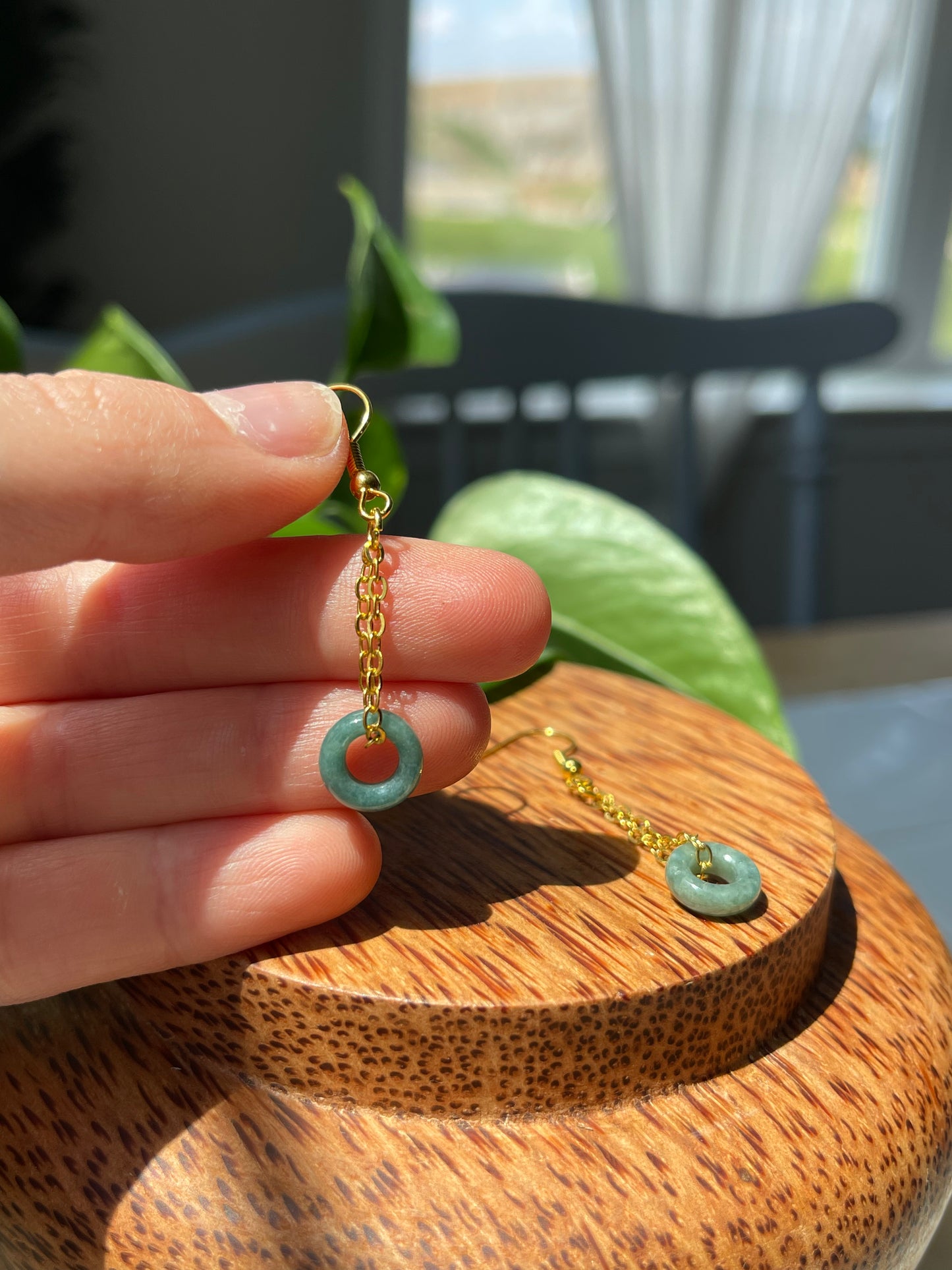 Green Aventurine Chain Earrings