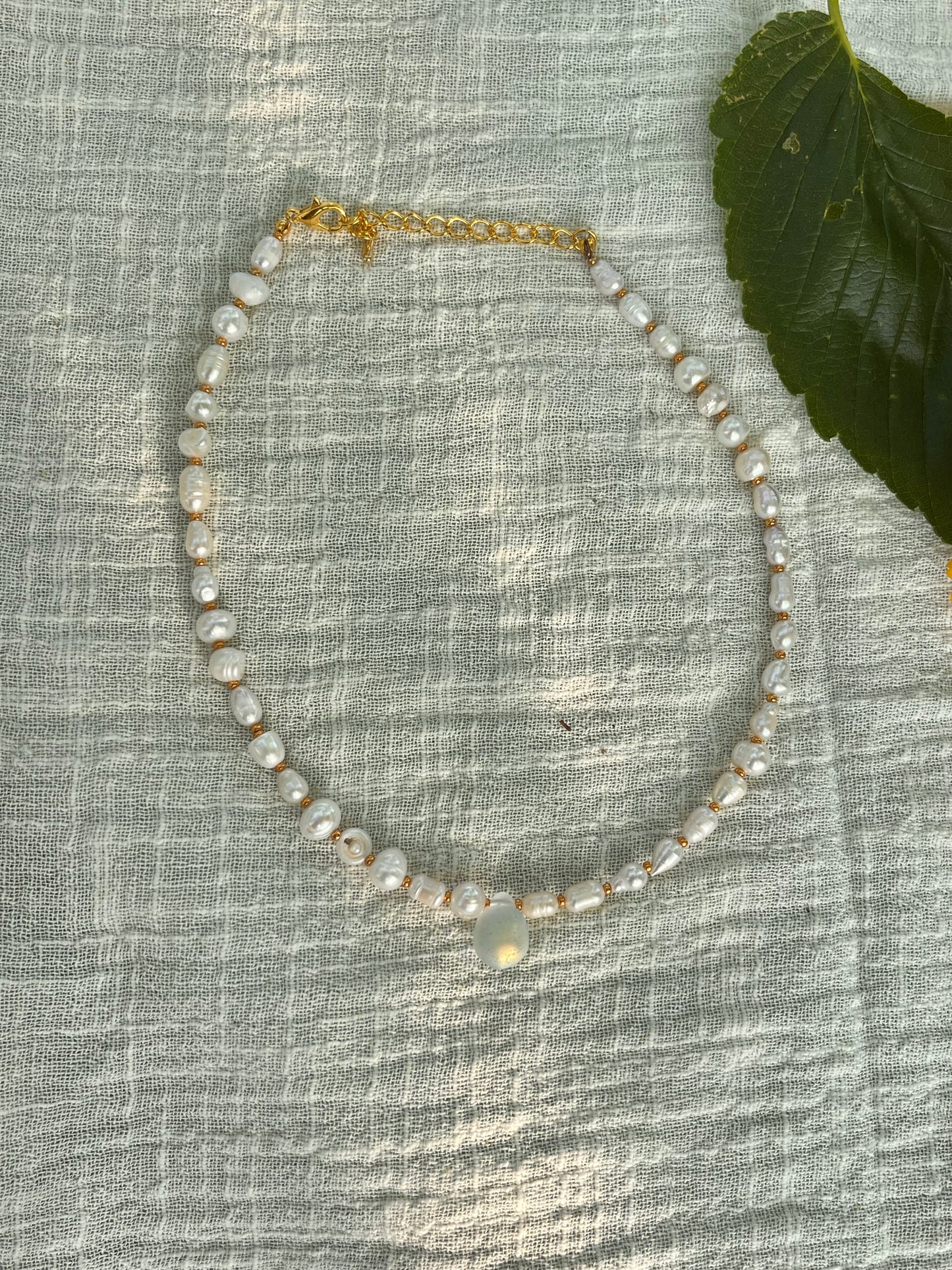 Iridescent Charm Pearl Necklace