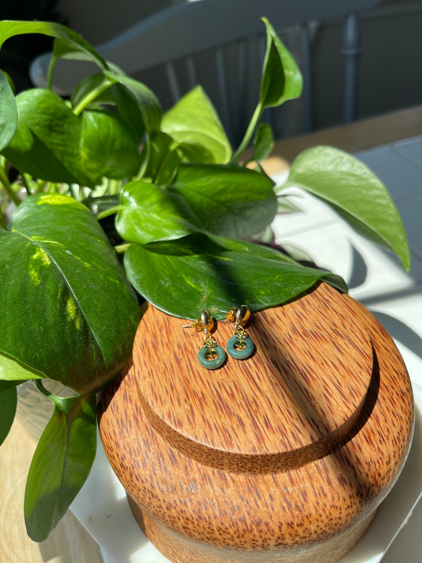 Green Aventurine Donut Studs