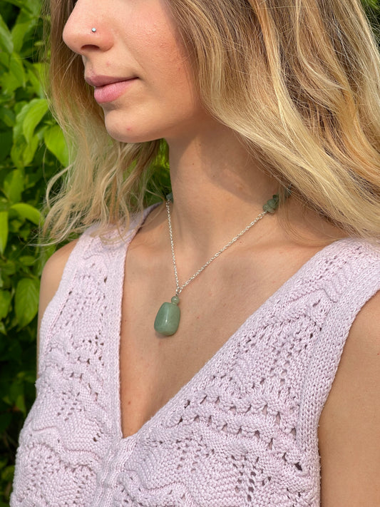 Green Aventurine Pendant Chain Necklace