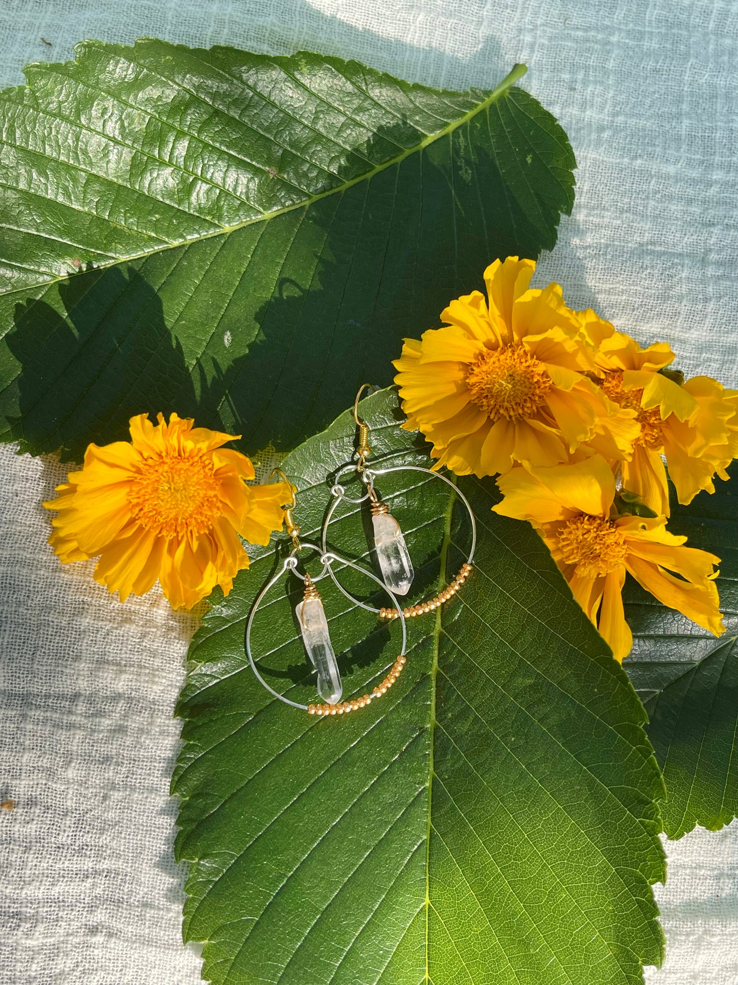 Silver & Gold Crystal Hoops