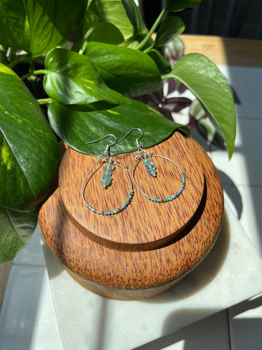 Blue Apatite Hoops