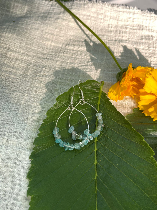 Silver Apatite Hoops