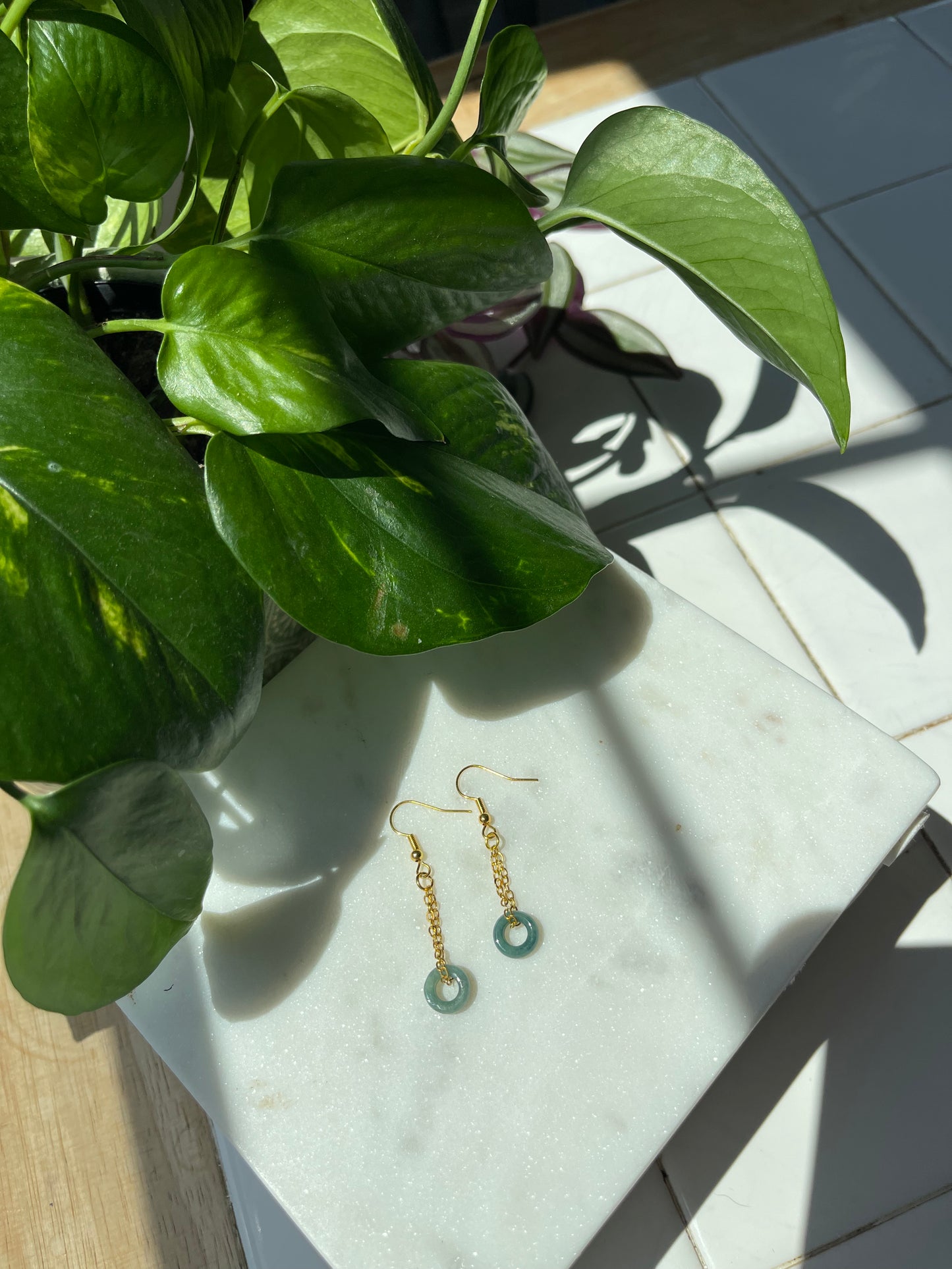 Green Aventurine Chain Earrings