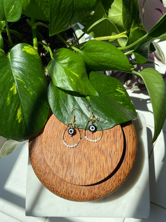 Moonstone Evil Eye Hoops