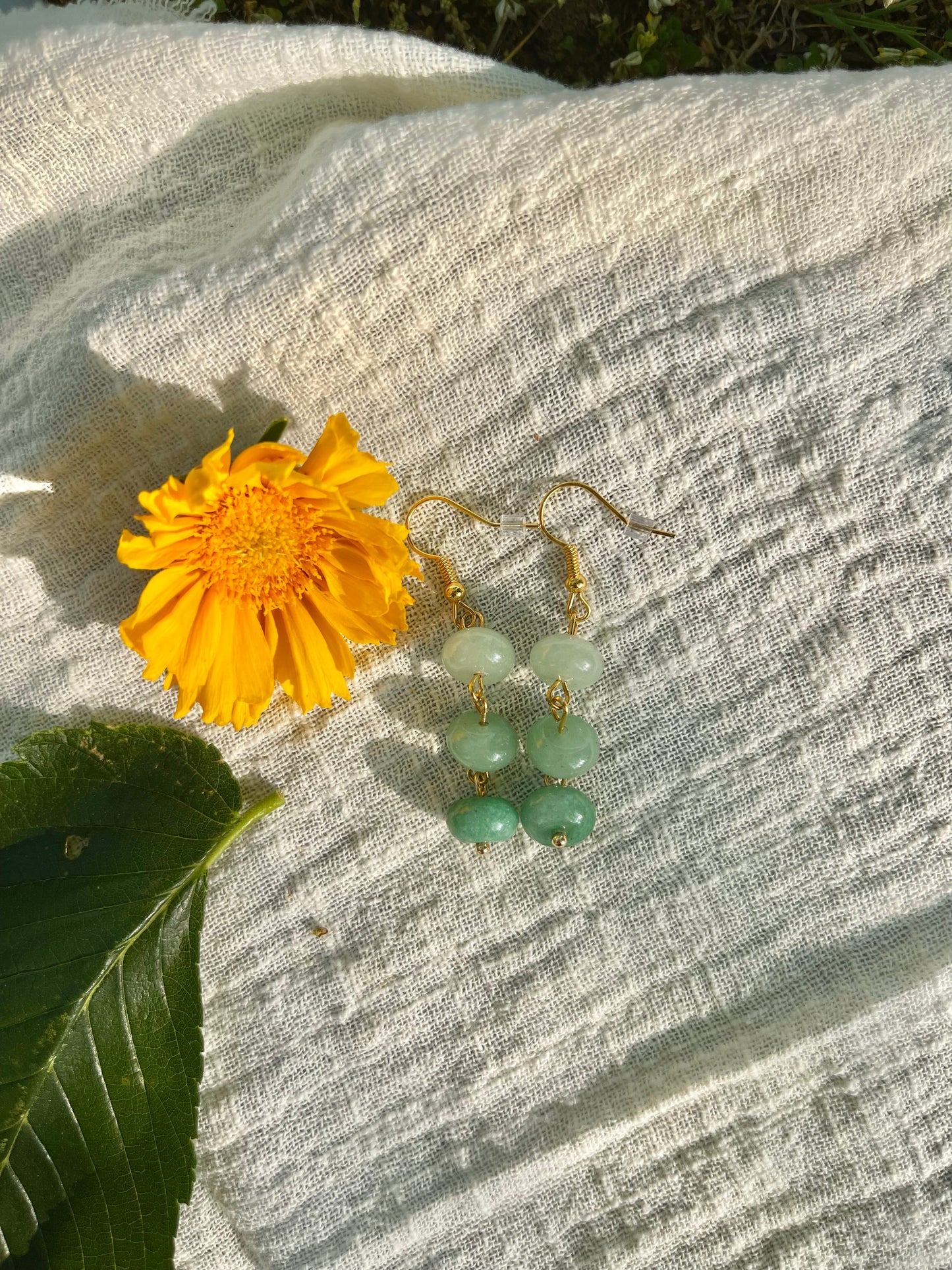 Green Aventurine Fish Hook Earrings