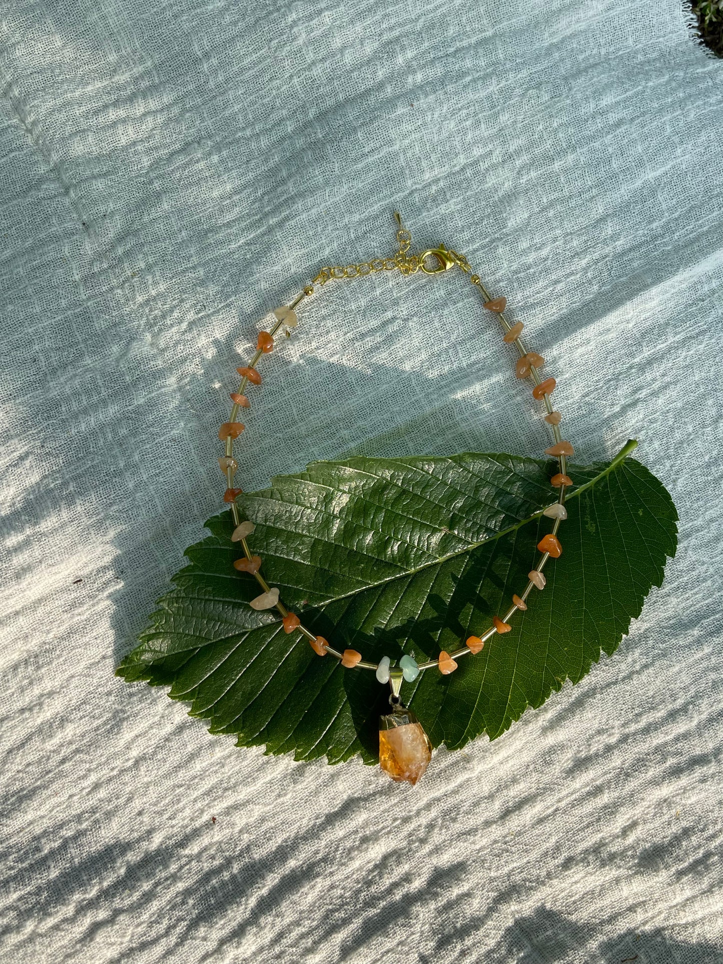 Gold Citrine Charm Necklace