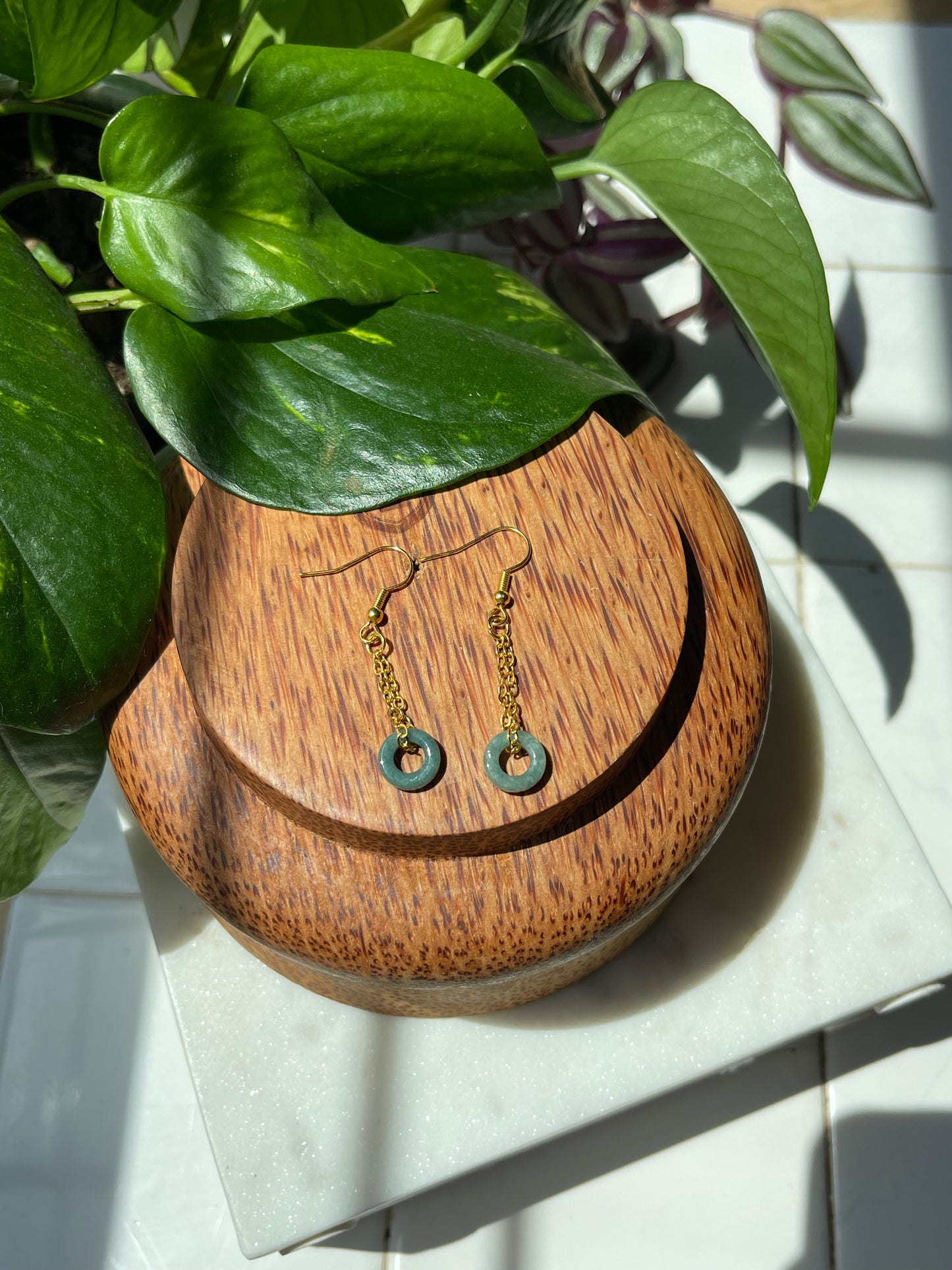 Green Aventurine Chain Earrings