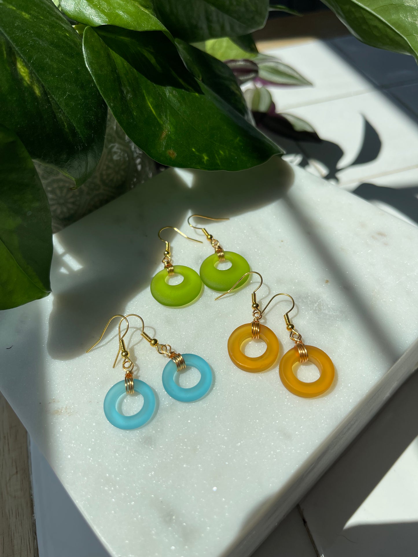 Beach Glass Hoops