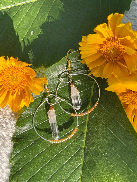 Silver & Gold Crystal Hoops