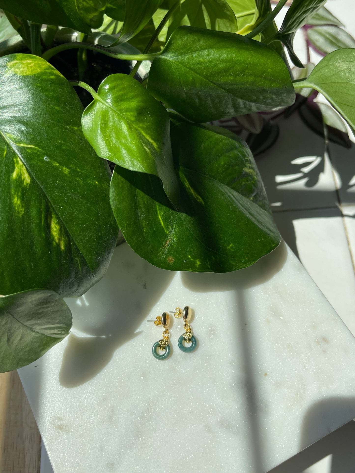 Green Aventurine Donut Studs